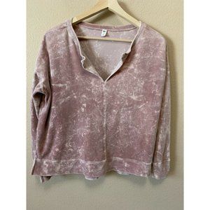 Nordstrom BP Pink Crushed Velvet Oversized Crop Sweatshirt Top Small